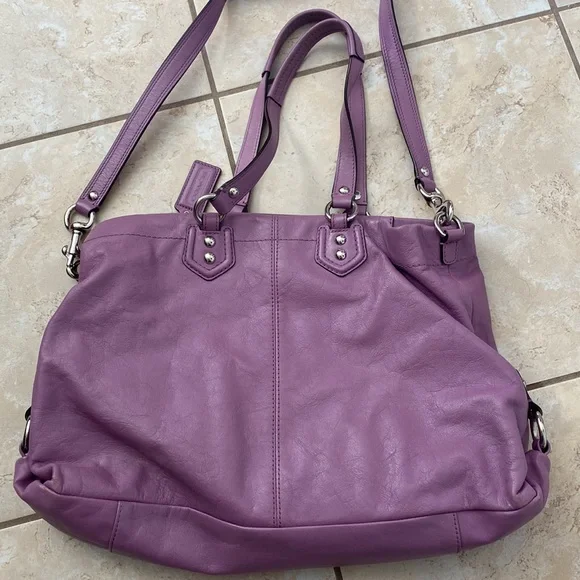 Coach Purple Leather Satchel with Removable Shoulder Strap - Picture 2 of 7